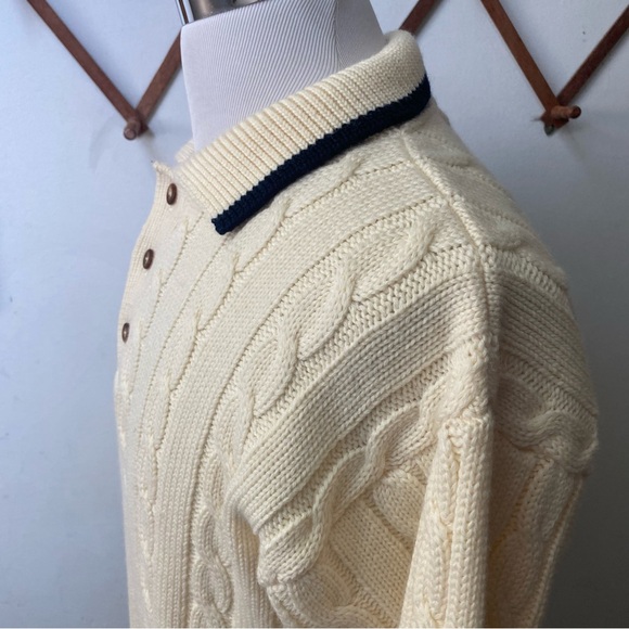 Vintage Cream Wool Cableknit Sweater - Picture 8 of 13